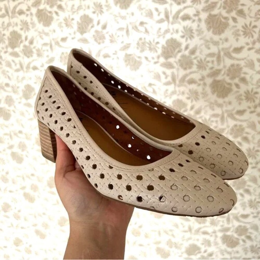 EUC 💥 PATRICIA NASH ALLEGRA NUDE PERFORATED LEATHER SHOES ~ SIZE 7 ~ GORGEOUS!